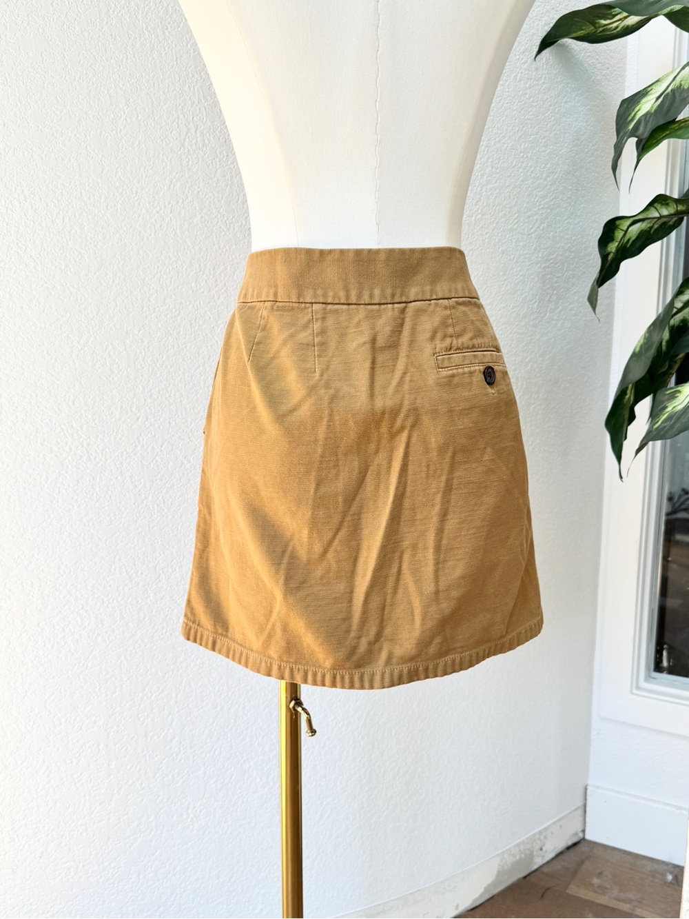 J.Crew Retro Mod Military Academia Camel Tan Button-Front Mini Skirt 2 Cotton - Picture 4 of 5